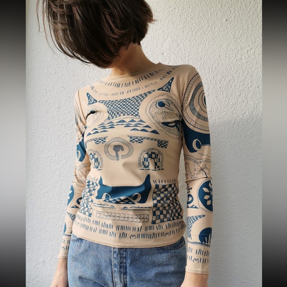 Maison Martin Margiela x H&M Tattoo Print Longsleeve Top Size 8